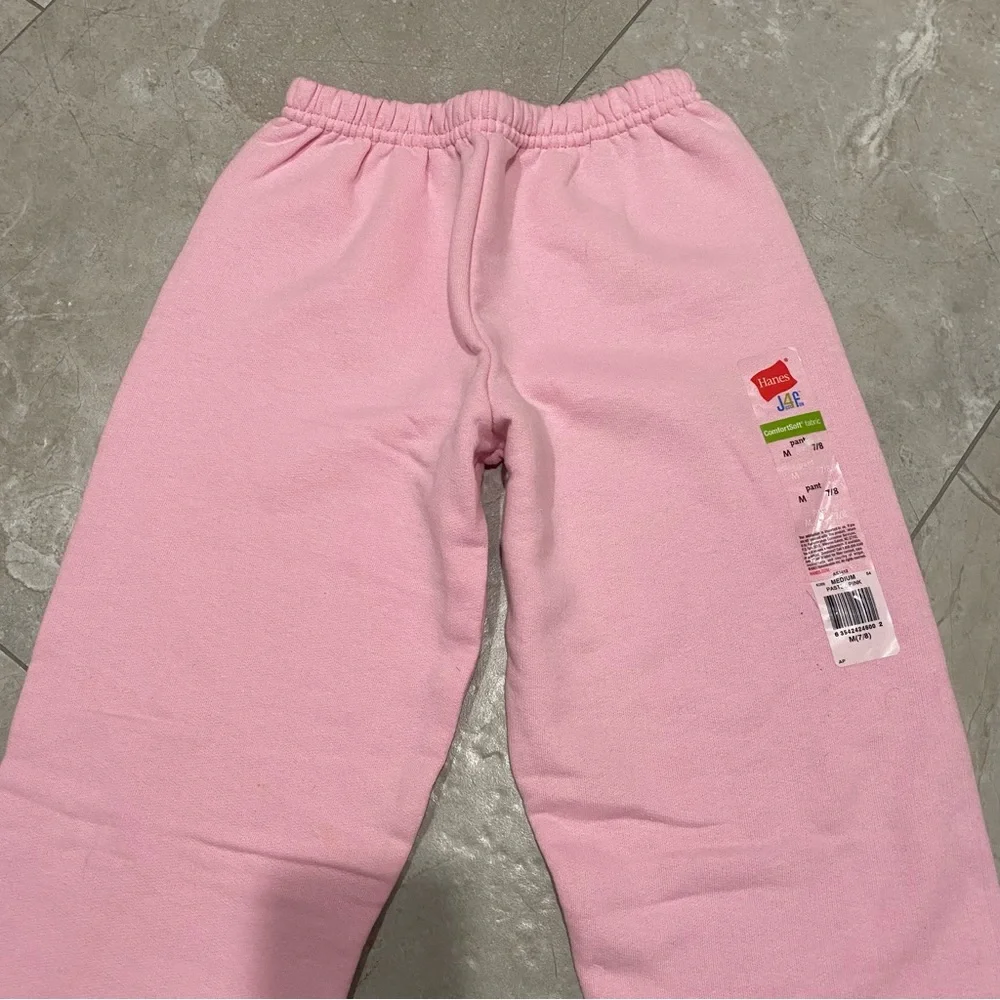 NWT Kids Hanes Girls Pink Fleece Sweatpants Joggers M 7/8